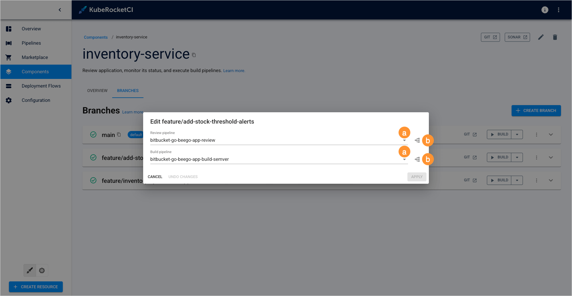 Select pipeline Select pipeline