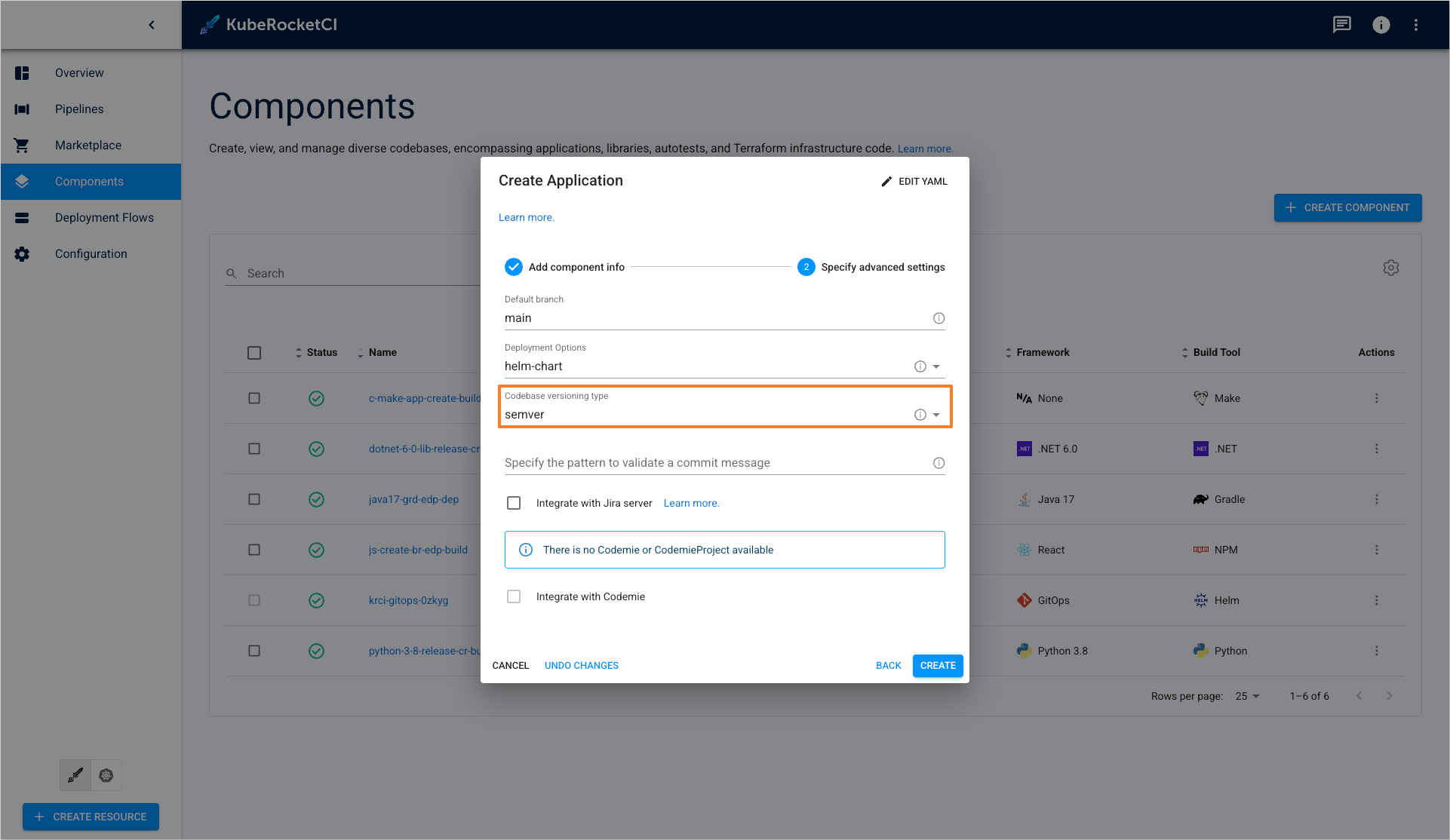 Select codebase versioning Select codebase versioning