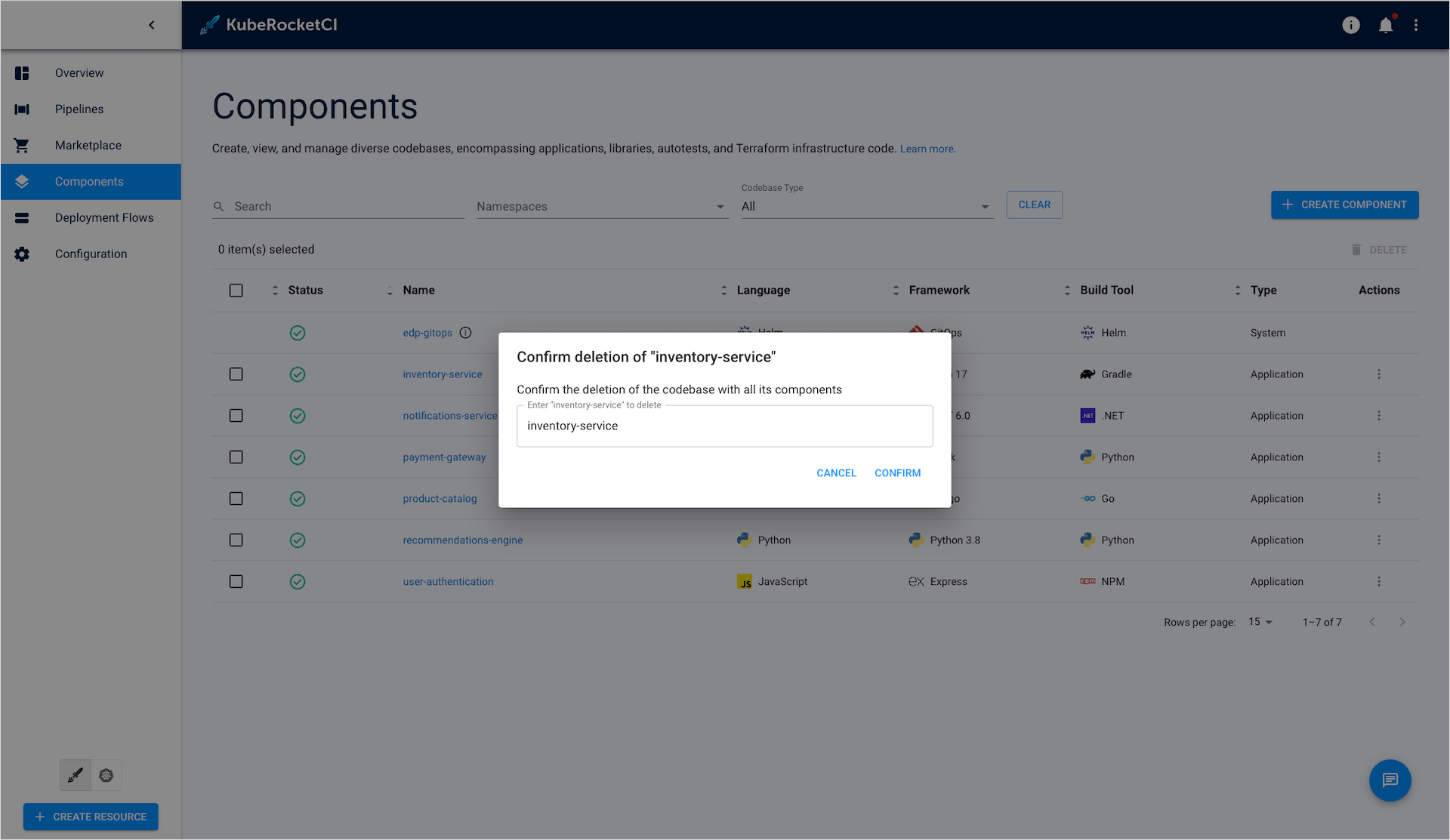 Confirm codebase deletion Confirm codebase deletion