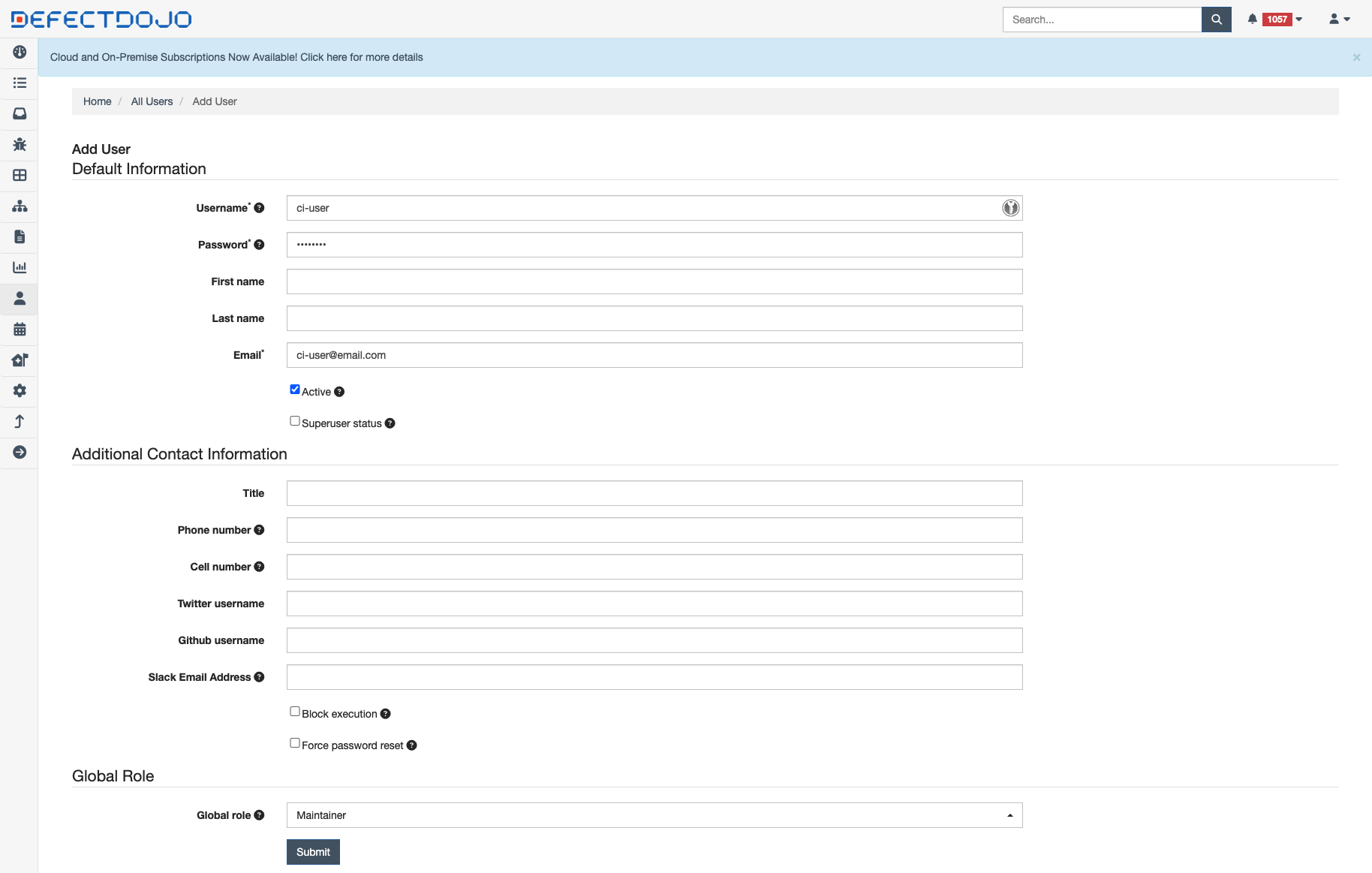 DefectDojo set user permission DefectDojo update manual secret