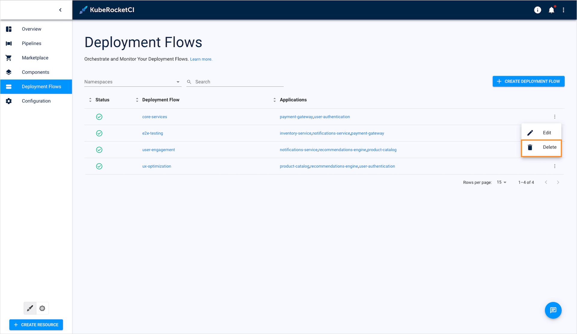 Delete deployment flow Delete deployment flow