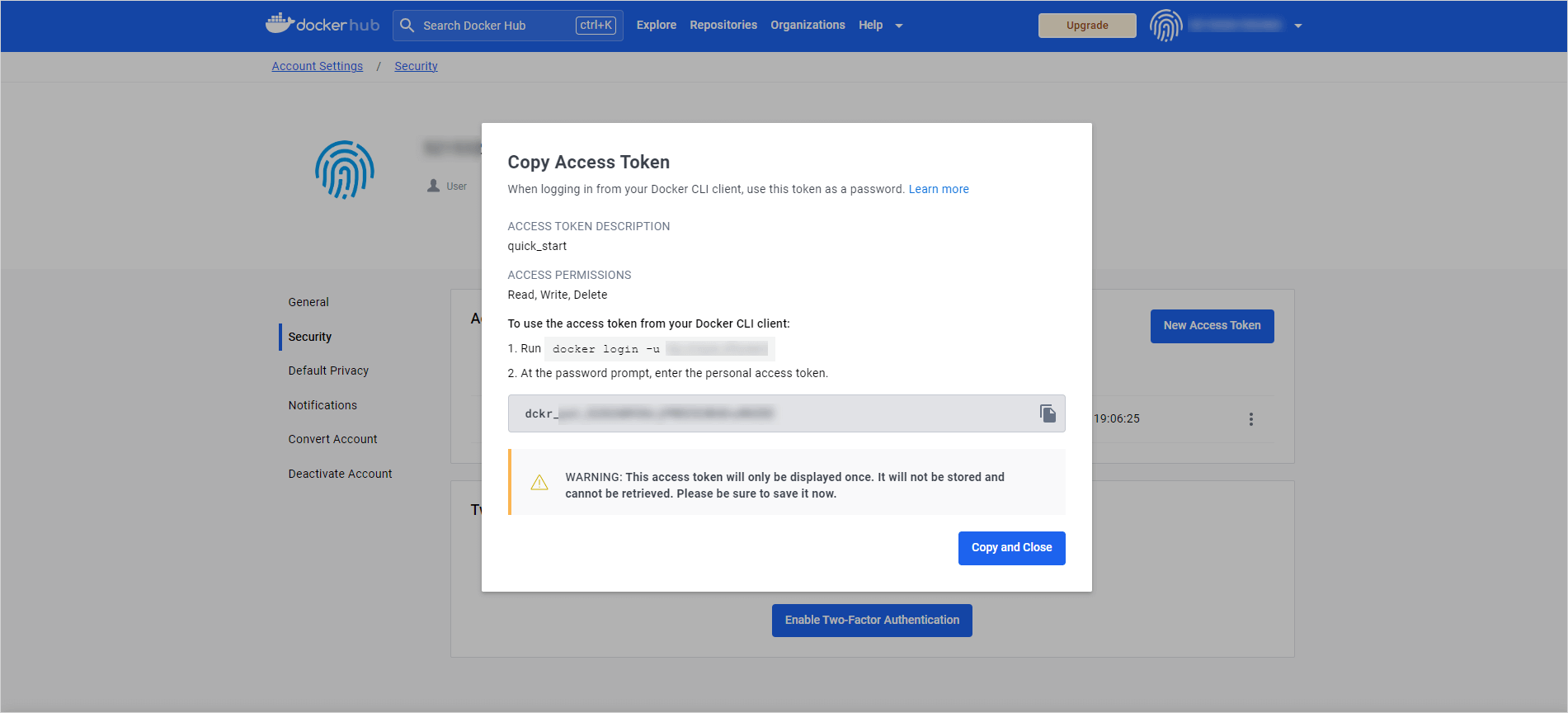 DockerHub token DockerHub token