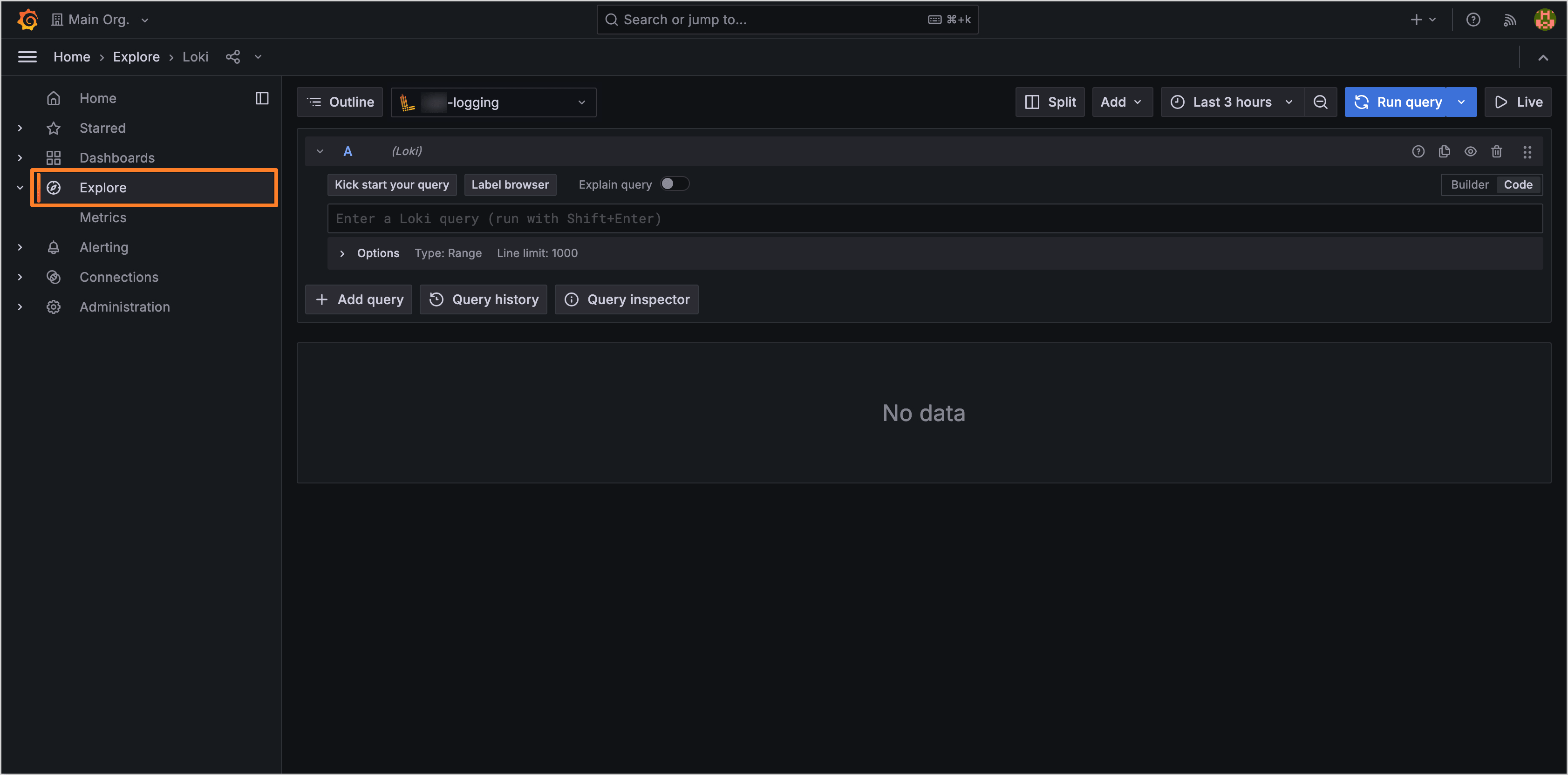 Grafana explore Grafana explore
