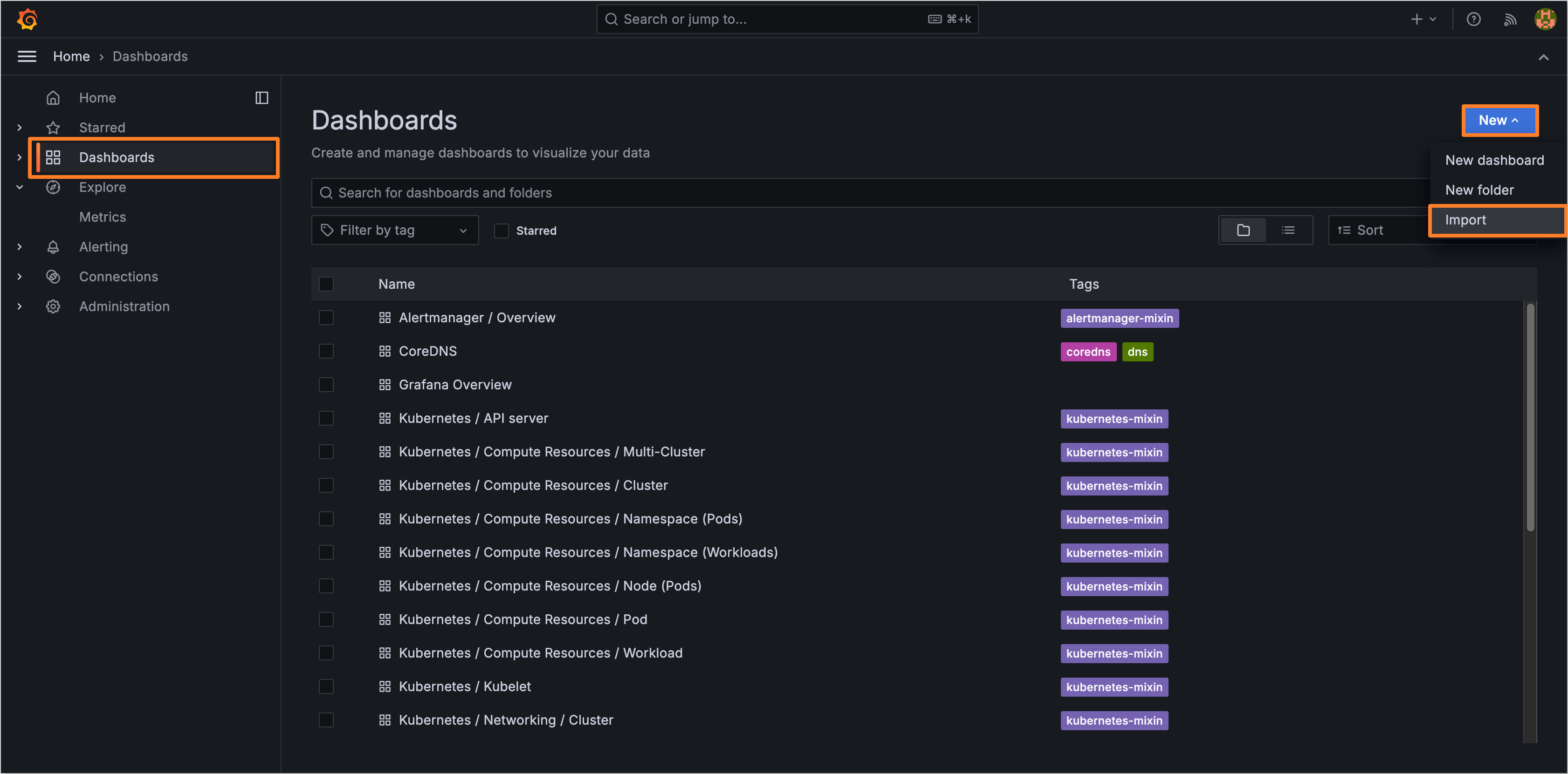Import Grafana dashboard Import dashboard grafana