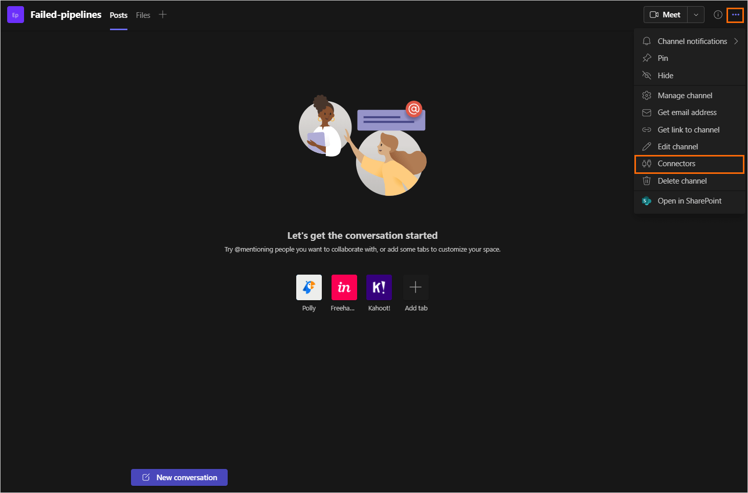 Microsoft Teams menu Menu