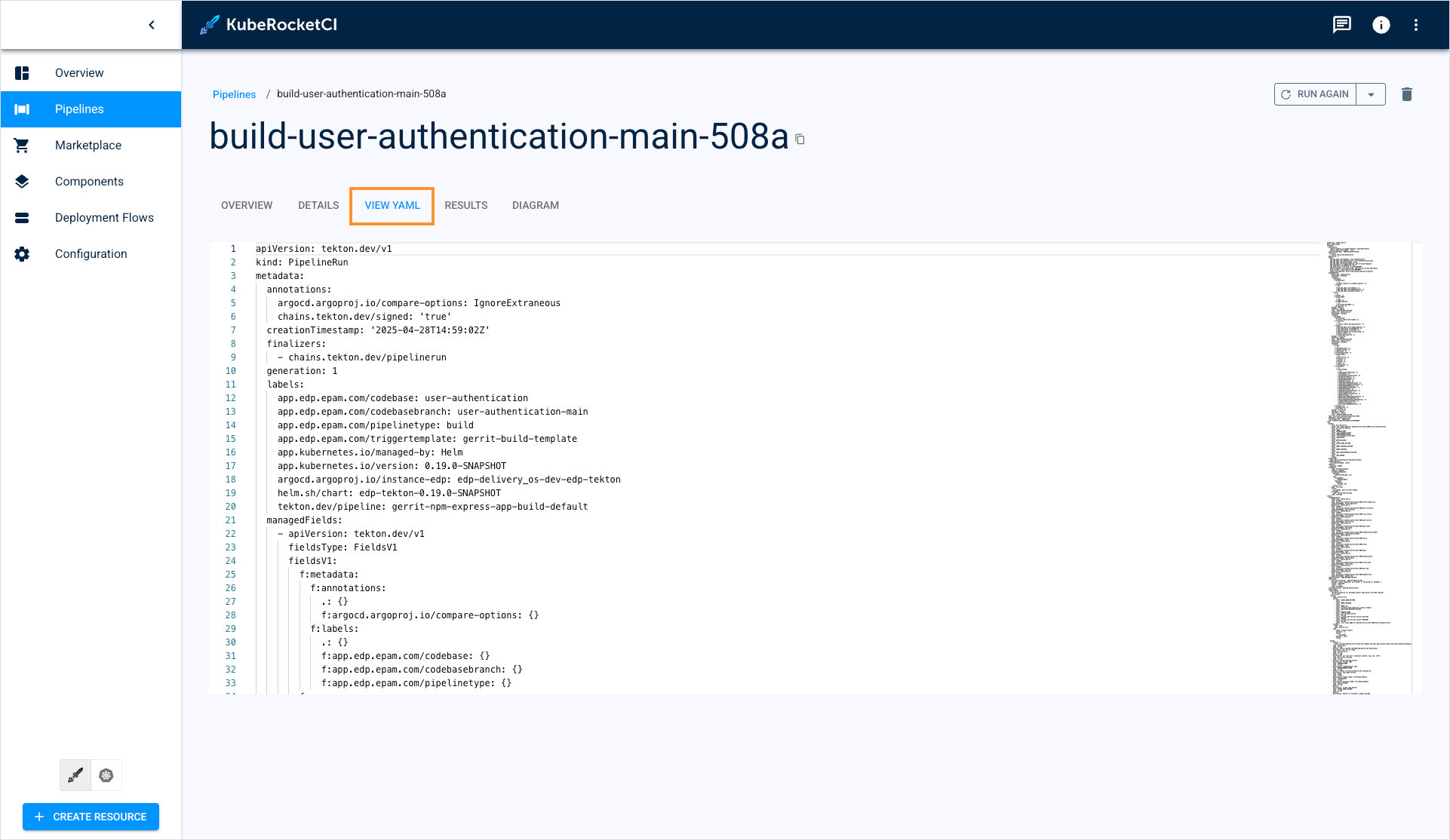 Pipeline view YAML Pipeline view YAML