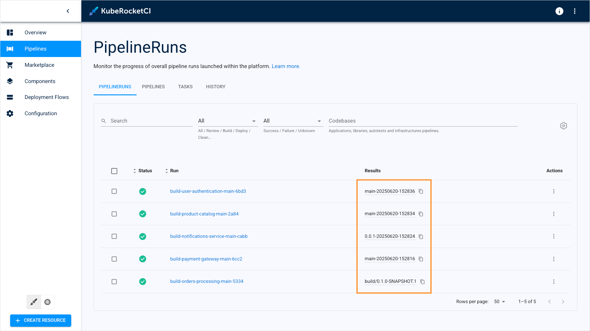 Pipeline results in Pipelines section Pipeline results in Pipelines section
