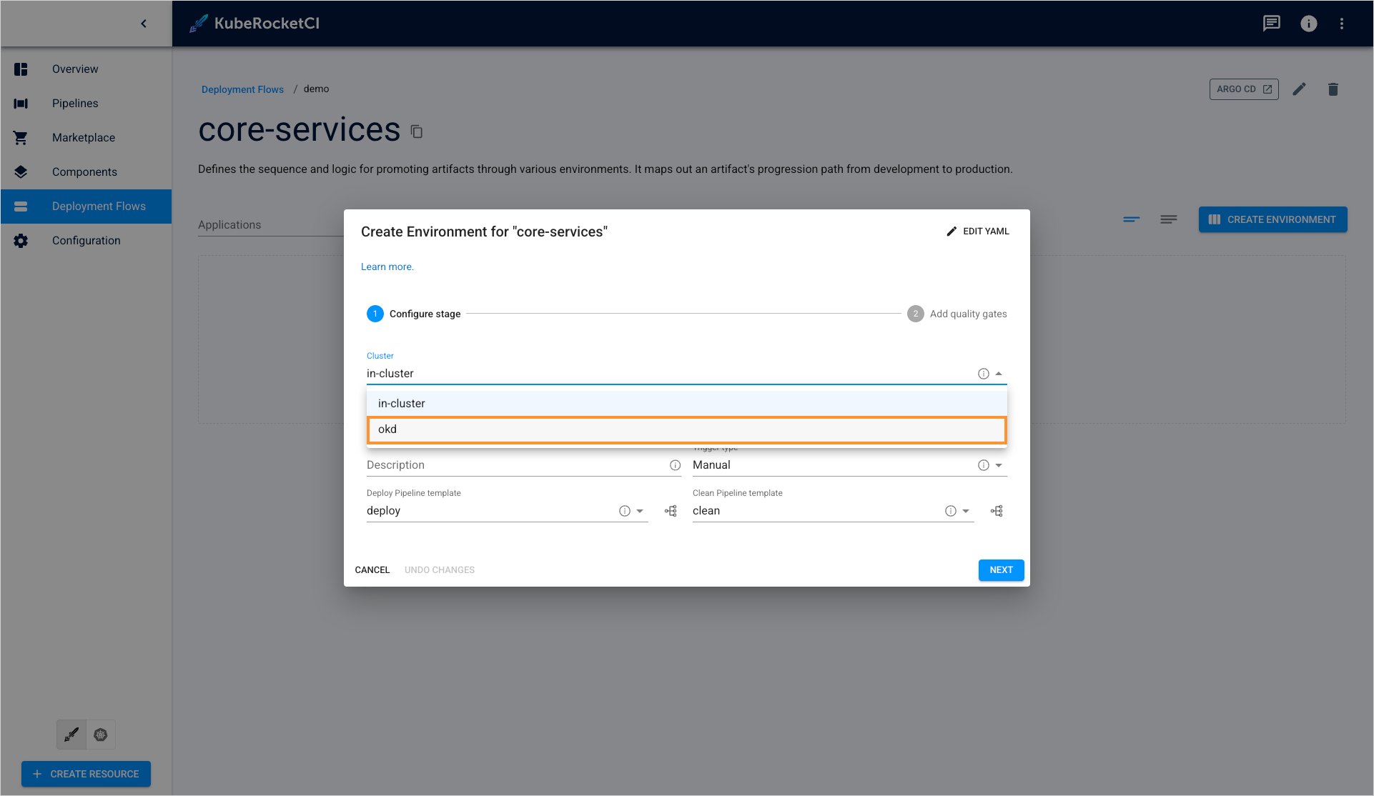 Select cluster Select cluster