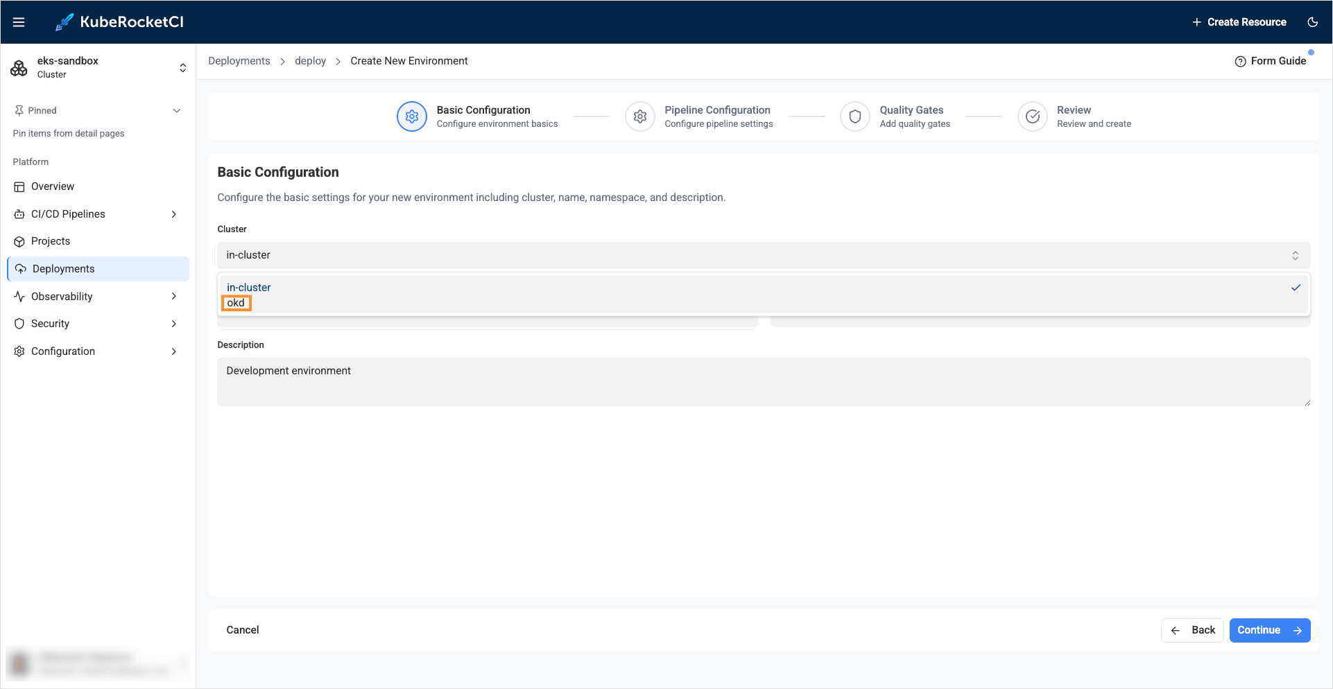 Select cluster Select cluster