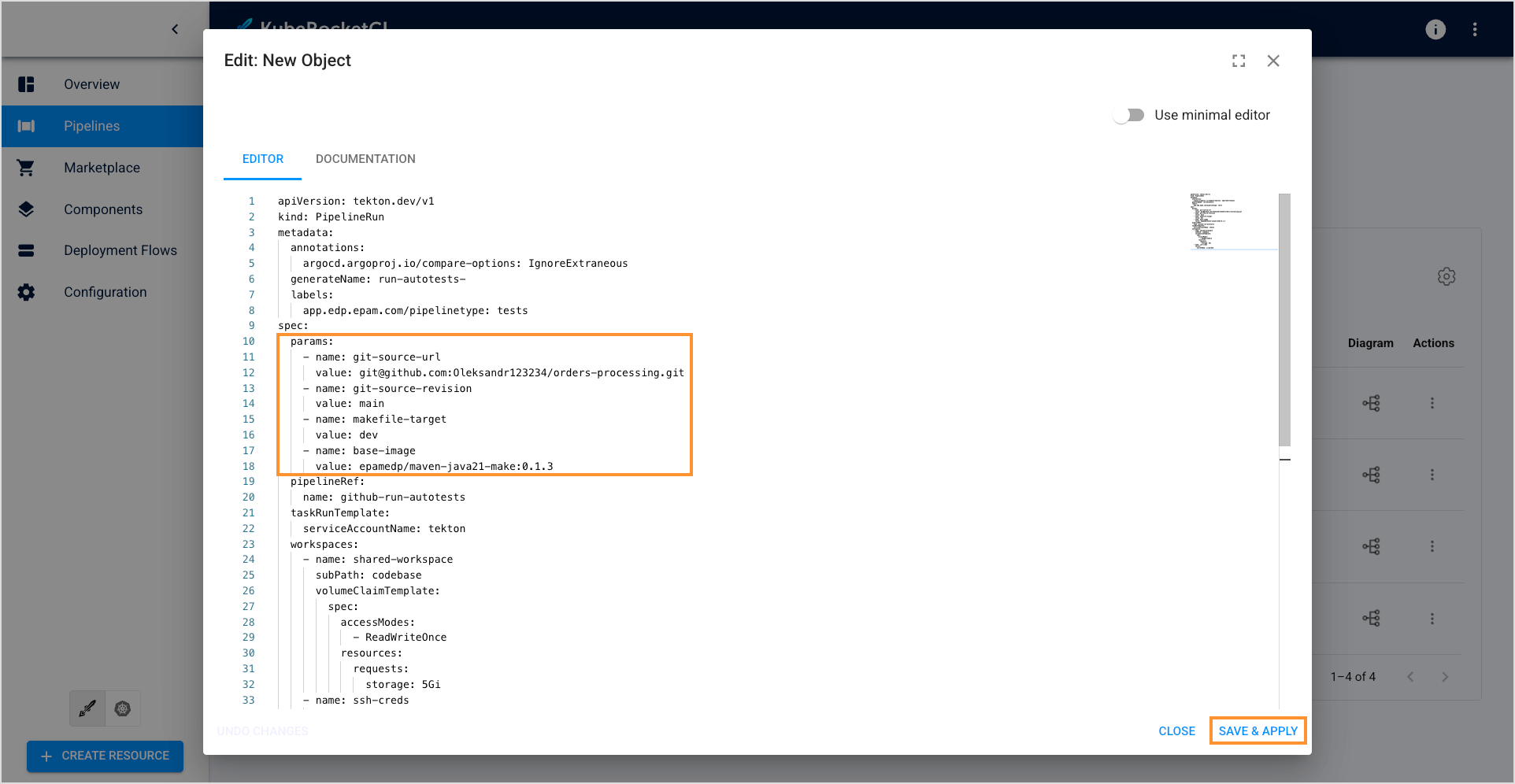Specify parameters Specify parameters