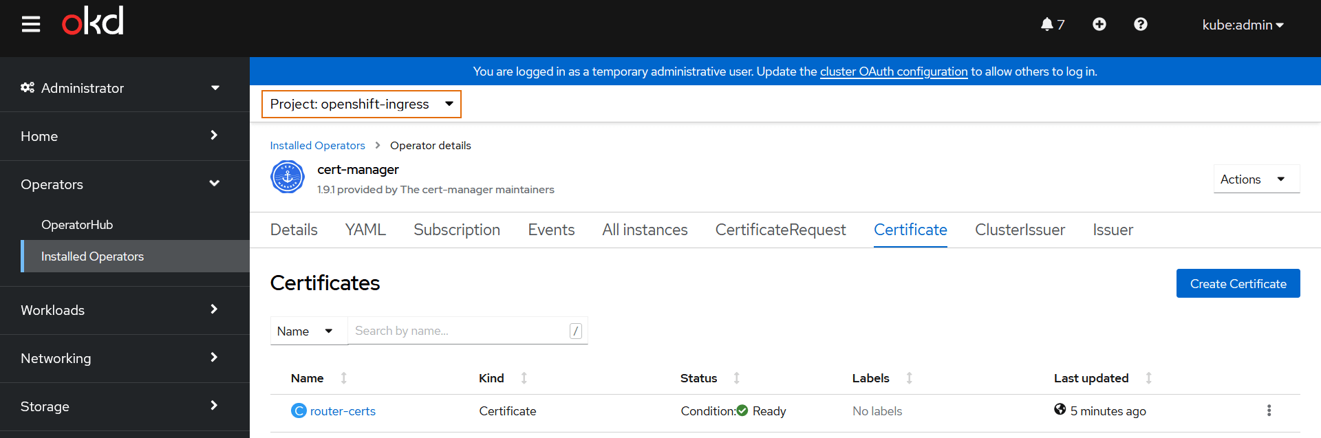 Cert-Manager Certificate Status Cert-Manager Certificate Status