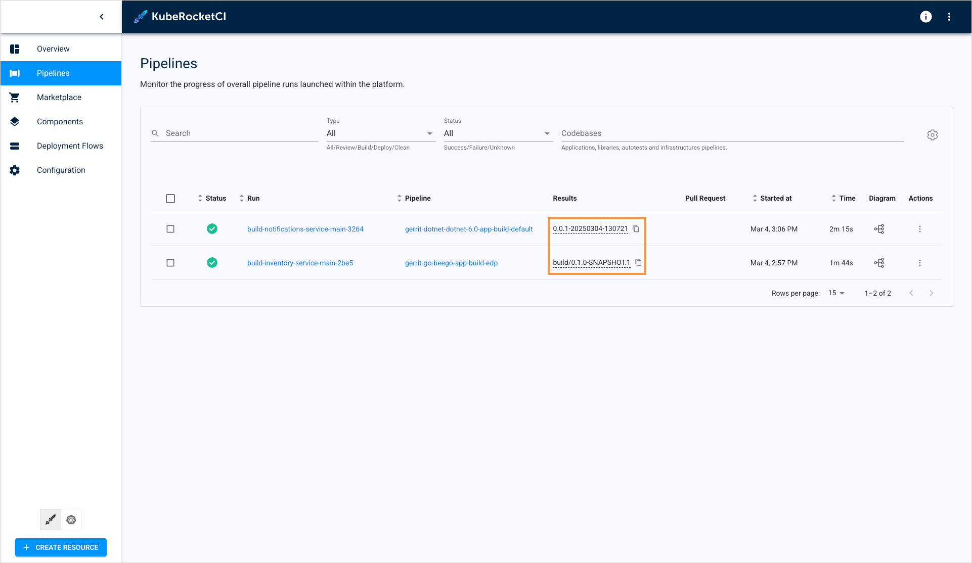 Versions in pipelines Versions in pipelines
